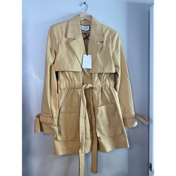 NWT Alexis Hampton Drawstring Tie Waist Trench Coat Dress Cream Size: Medium - Picture 2 of 9